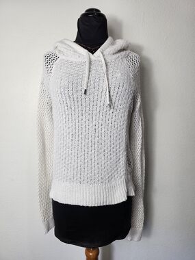 A&F White Hooded Knit Sweater